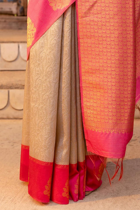 Vasthrlay Beige Tussar Woven