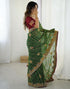 Vasthrlay Georgette Embroidery Red3 Saree With Unstitched Blouse Piece