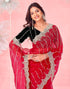 Vasthrlay Embroidery Scalloped Unstitched Red Saree