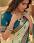 Vasthrlay Womens Printed Unstitched Olive Green Saree