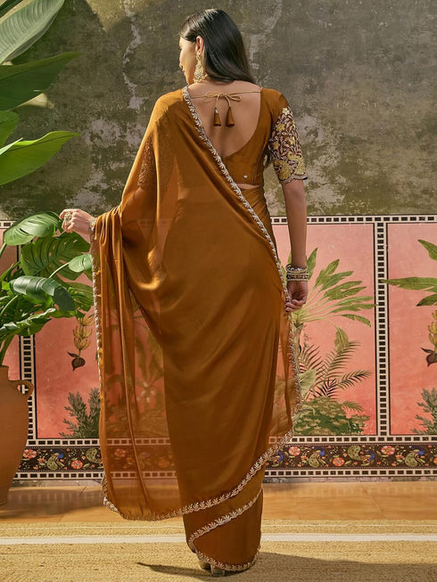 Vasthrlay Sequins Embroidery Black Saree