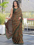 Vasthrlay Womens Printed Unstitched Dark Green Saree