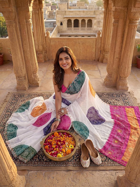 Vasthrlay Chanderi Printed Coffee Saree