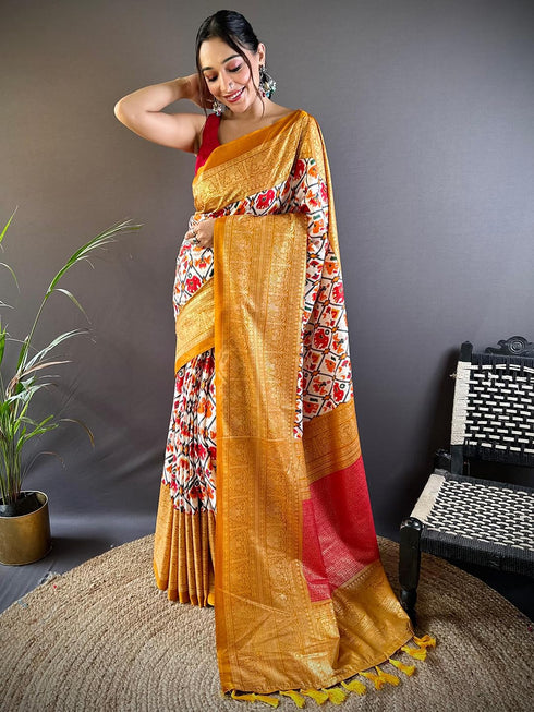 Vasthrlay Chanderi Printed Unstitched Ethnic Wear
