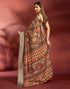Vasthrlay Printed Jacquard Unstitched Rama Green Saree