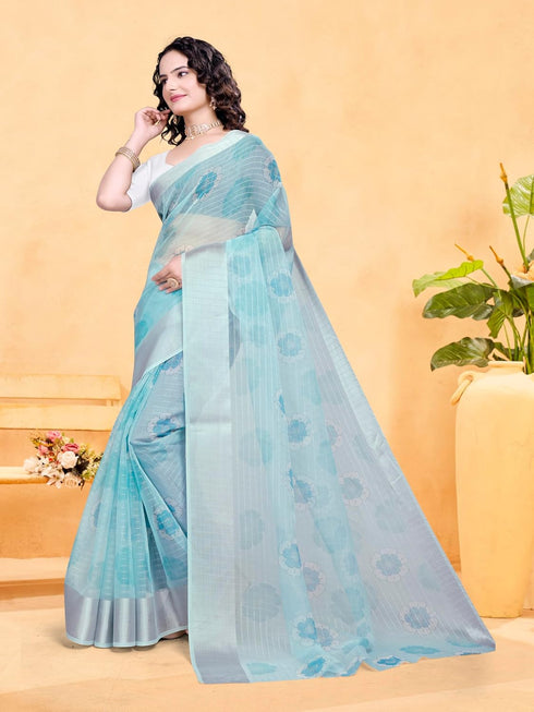 VasthrlayOrganza Printed Unstitched Rani Free Ethnic Wear