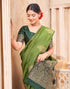 Vasthrlay Kanjivaram Jacquard Unstitched Mustard Saree