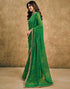 Vasthrlay Georgette Bandhani Green And White Saree With Unstitched Blouse Piece