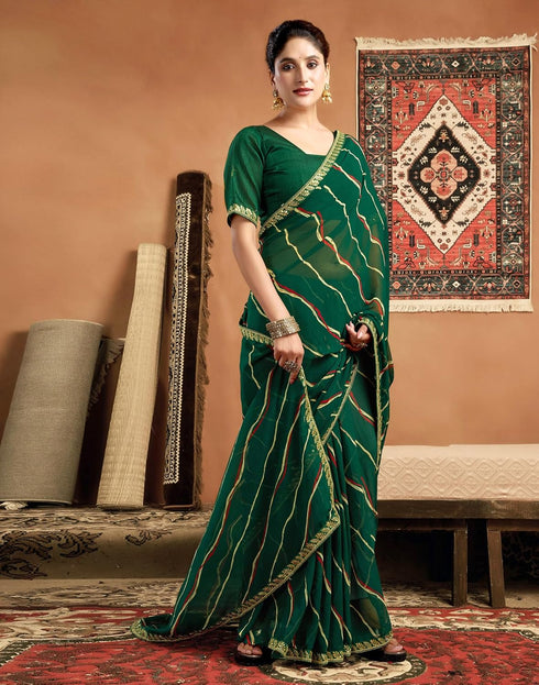 Vasthrlay Georgette Embroidery Unstitched Pink Saree