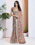 Vasthrlay Womens Printed Unstitched White Saree