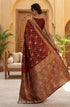 Vasthrlay Maroon Jacquard Floral Saree