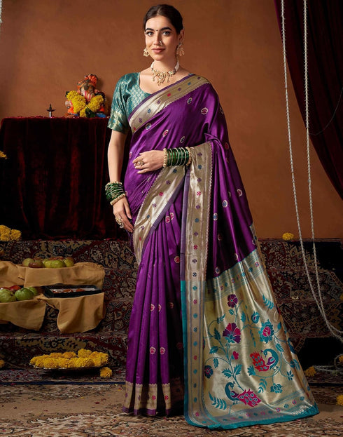 Vasthrlay Womens Paithani Unstitched Pink Saree