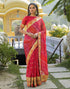 Vasthrlay Bandhani Embroidery Unstitched Pink Saree