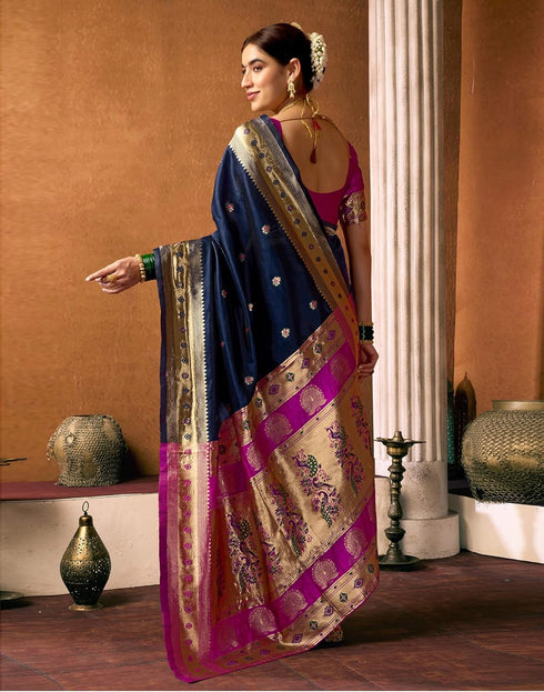 Vasthrlay Paithani Banarasi Unstitched Green Saree