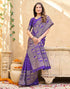 Vasthrlay Womens Weaving Dark Purple | Golden Saree With Unstitched Blouse Piece