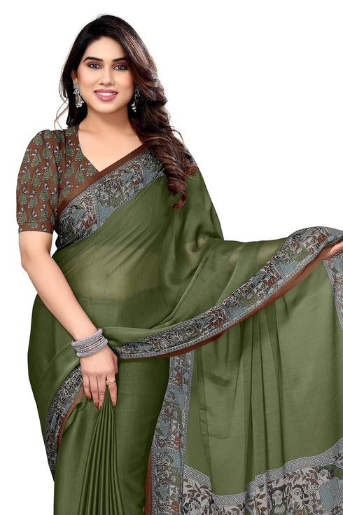 Vasthrlay Fashion Chiffon Georgette Teal Ethnic Wear