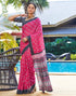 Vasthrlay Chanderi Bandhani Unstitched White Saree