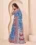 Vasthrlay Kalamkari Printed Unstitched Blue Saree