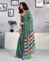 Vasthrlay Womens Printed Unstitched Green Saree