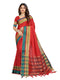 Vasthrlay Red Cotton Unstitched Saree