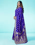 Vasthrlay Banarasi Jacquard Unstitched Yellow Saree