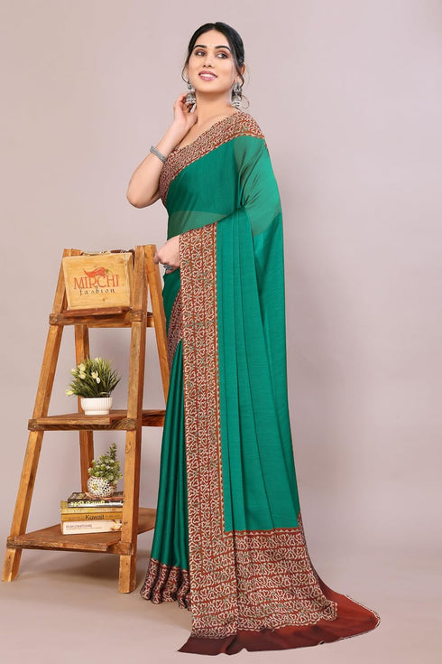 Vasthrlay Fashion Chiffon Georgette Teal Ethnic Wear