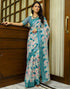 Vasthrlay Womens Cotton Unstitched Teal Saree