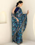 Vasthrlay Chiffon Tassels Unstitched Dark Green Saree
