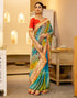Vasthrlay Bandhani Embroidery Unstitched Teal Saree