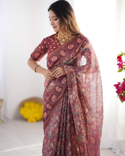 Vasthrlay Handloom Grey Green Traditional Saree