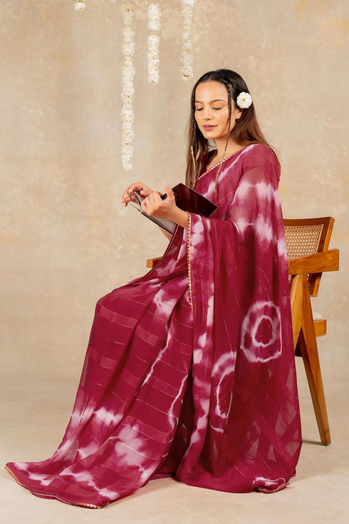 Vasthrlay Fashion Chiffon Shibori Printed Ethnic Wear