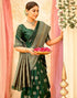 Vasthrlay Womens Weaving Unstitched Dark Green Saree