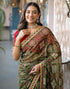 Vasthrlay Bandhani Embroidery Dark Green | Multi Saree With Unstitched Blouse Piece