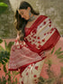 Vasthrlay Womens Printed Off-White | Red Saree With Unstitched Blouse Piece