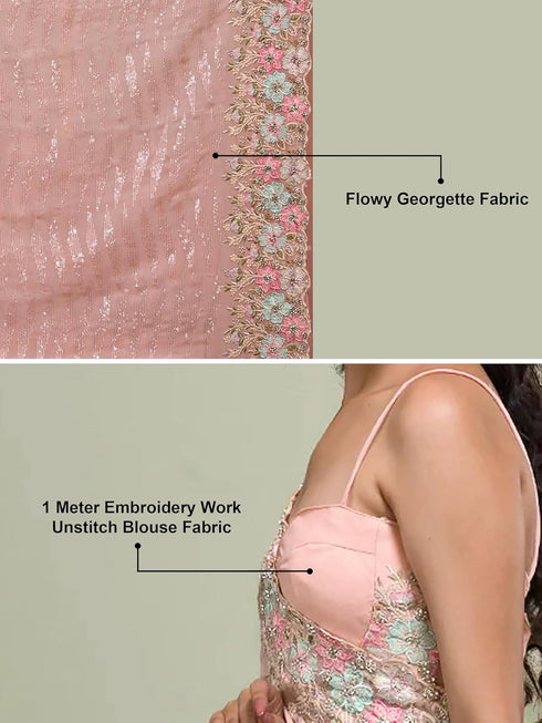 Vasthrlay Georgette Embroidery Unstitched Pink Ethnic Wear