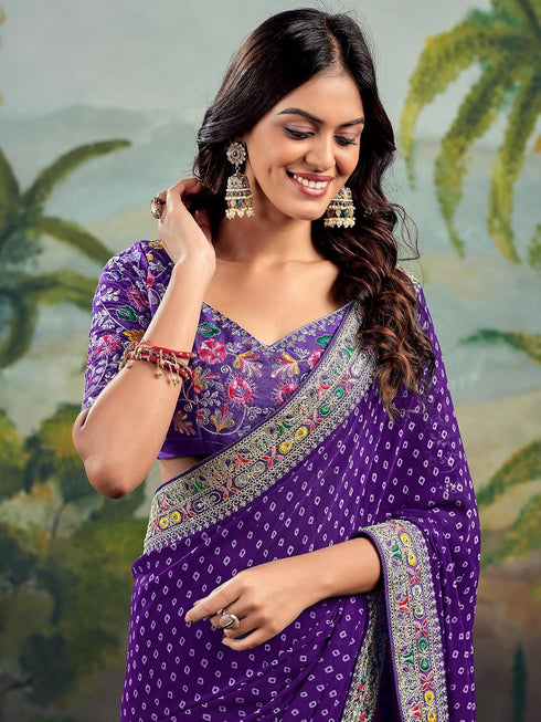 Vasthrlay Georgette Embroidery Rani Saree