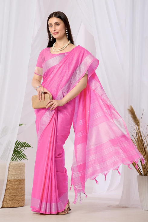 Vasthrlay Unstitched Double Line Orange Free Ethnic Wear