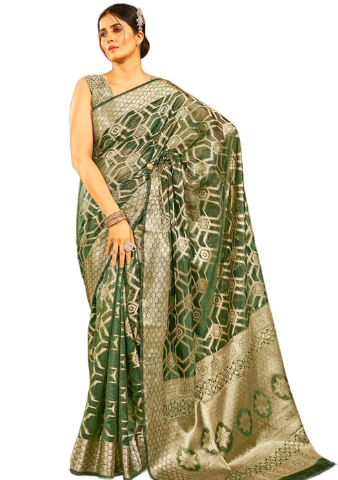 Vasthrlay Women's Organza Designer Unstitched Saree