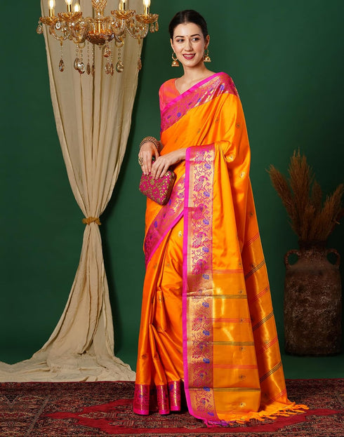 Vasthrlay Banarasi Kanjivaram Unstitched Navy Blue Saree