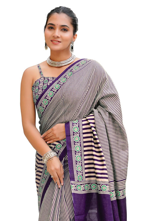 Vasthrlay Fashion Stripes Printed Ethnic Wear