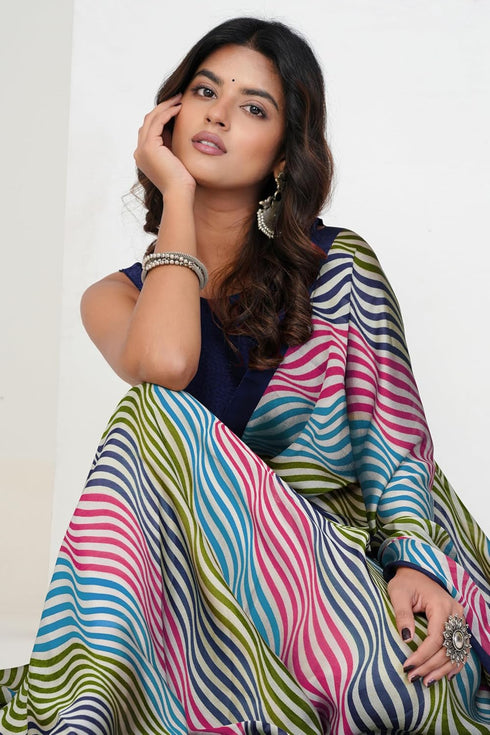Vasthrlay Fashion Chiffon Georgette Teal Ethnic Wear