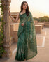 Vasthrlay Womens Printed Dusty Green Saree With Unstitched Blouse Piece
