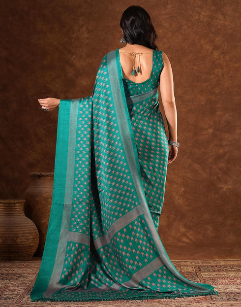 Vasthrlay Womens Printed Unstitched Brown Saree