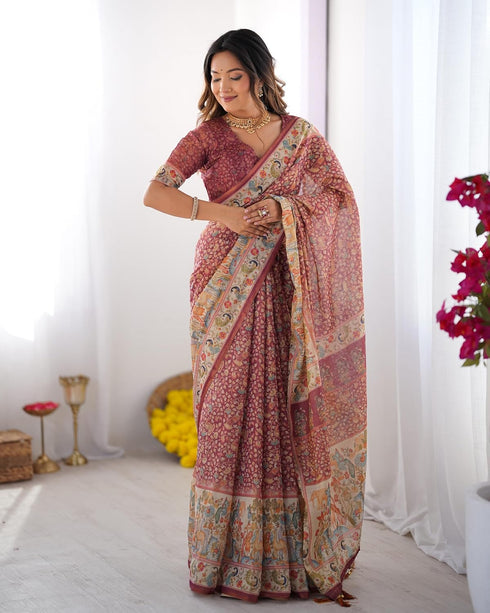 Vasthrlay Handloom Geometric Tassels Saree
