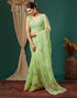 Vasthrlay Georgette Printed Light Green Saree With Unstitched Blouse Piece