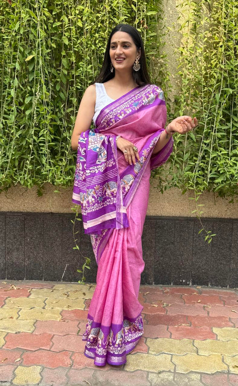 Vasthrlay Kalamkari Elephant Contrast