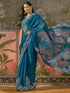 Vasthrlay Shimmer Scalloped Navy Navy Blue Saree