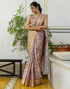 Vasthrlay Womens Striped Unstitched Dusty Pink Saree