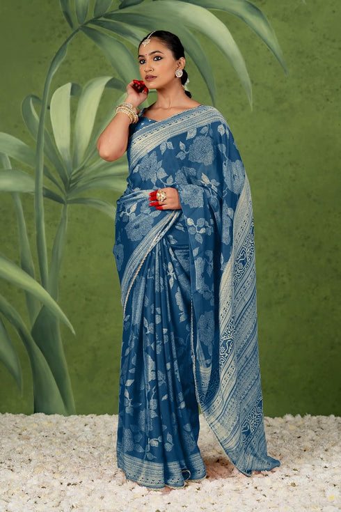 Vasthrlay Fashion Chiffon Georgette Green Ethnic Wear