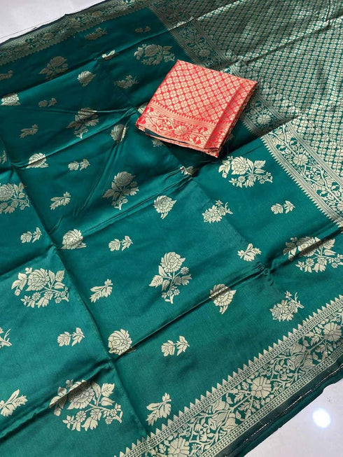 Vasthrlay Banarasi Floral Weaving Contrast